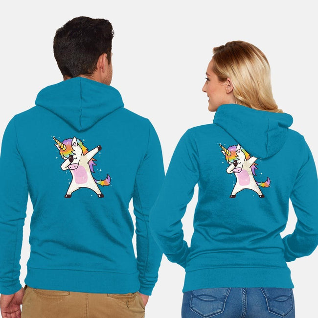 Dabbing Unicorn-unisex zip-up sweatshirt-vomaria