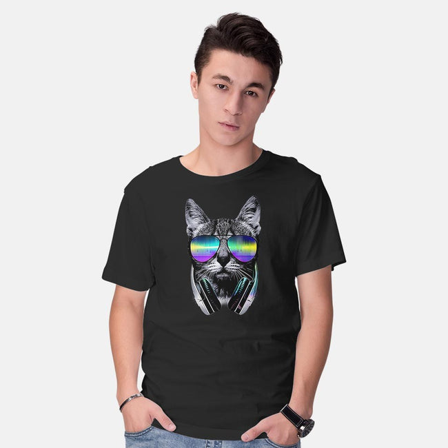 Music Lover Cat-mens basic tee-clingcling