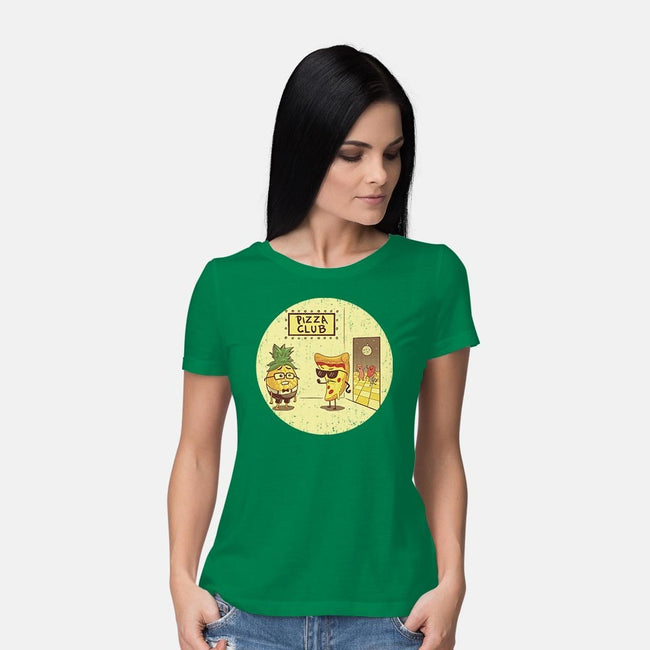Pizza Club-womens basic tee-Hootbrush