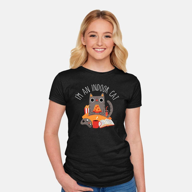 Indoor Cat-womens fitted tee-DinomIke