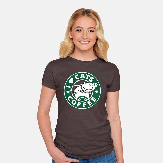 I Love Cats and Coffee-womens fitted tee-Boggs Nicolas