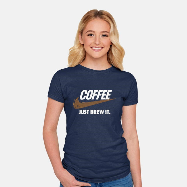 Just Brew It-womens fitted tee-mikehandyart