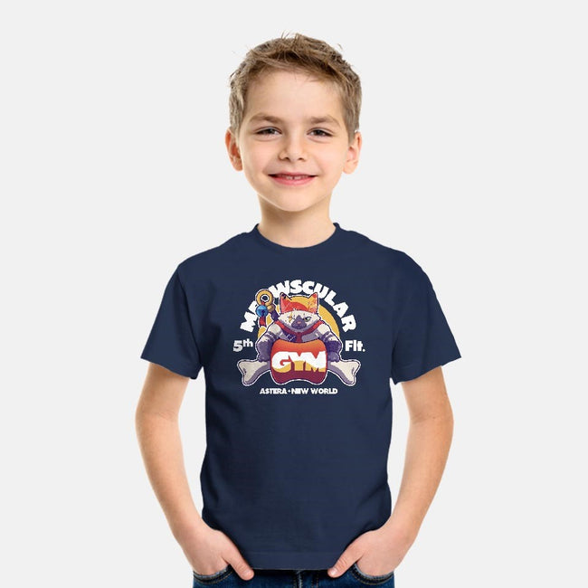 Meowscular Gym-youth basic tee-KindaCreative