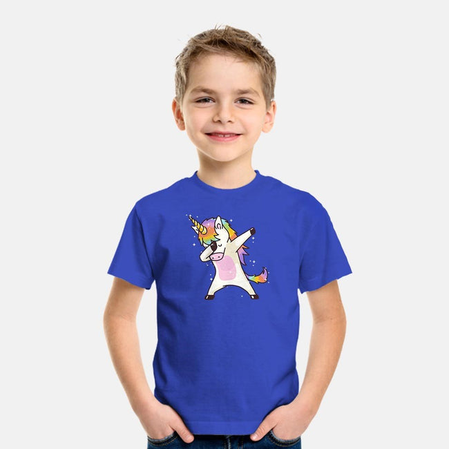 Dabbing Unicorn-youth basic tee-vomaria