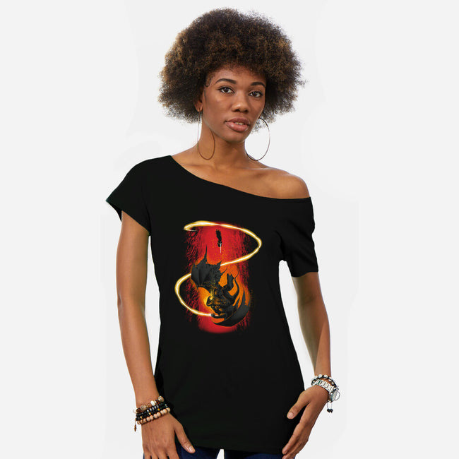 Wizard Vs Demon-Womens-Off Shoulder-Tee-Art_Of_One