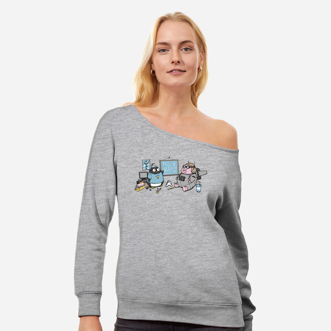 Flight Experiment-Womens-Off Shoulder-Sweatshirt-pigboom