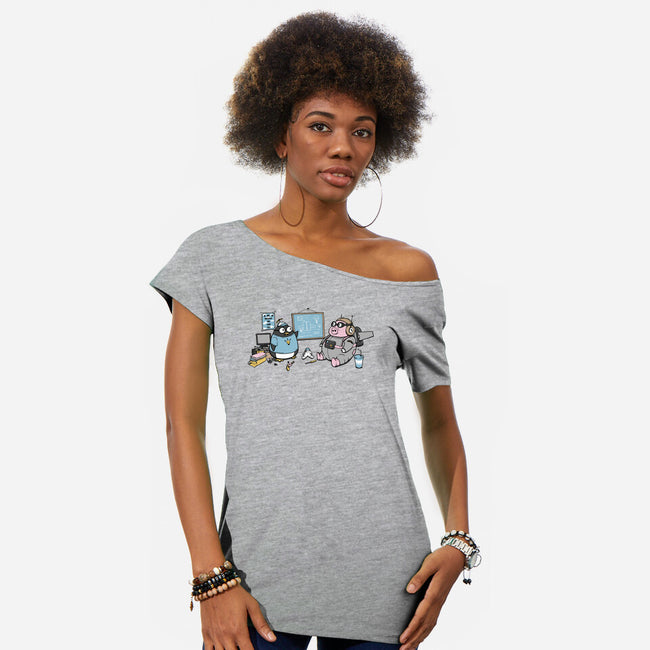 Flight Experiment-Womens-Off Shoulder-Tee-pigboom