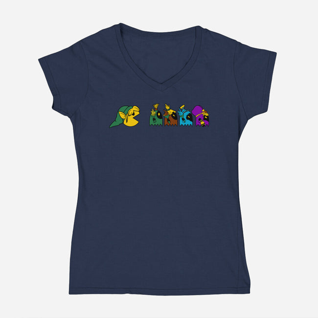 Poe In A Row-Womens-V-Neck-Tee-Nerding Out Studio