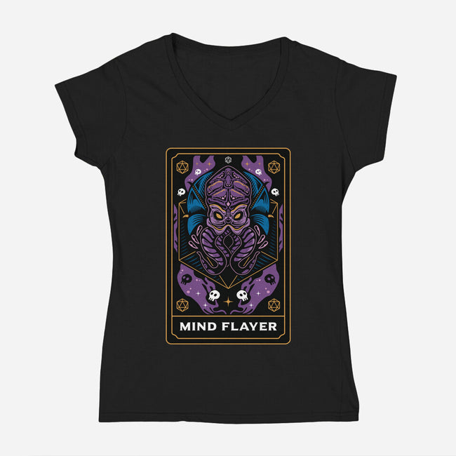 Mind Flayer Tarot Card-Womens-V-Neck-Tee-Logozaste