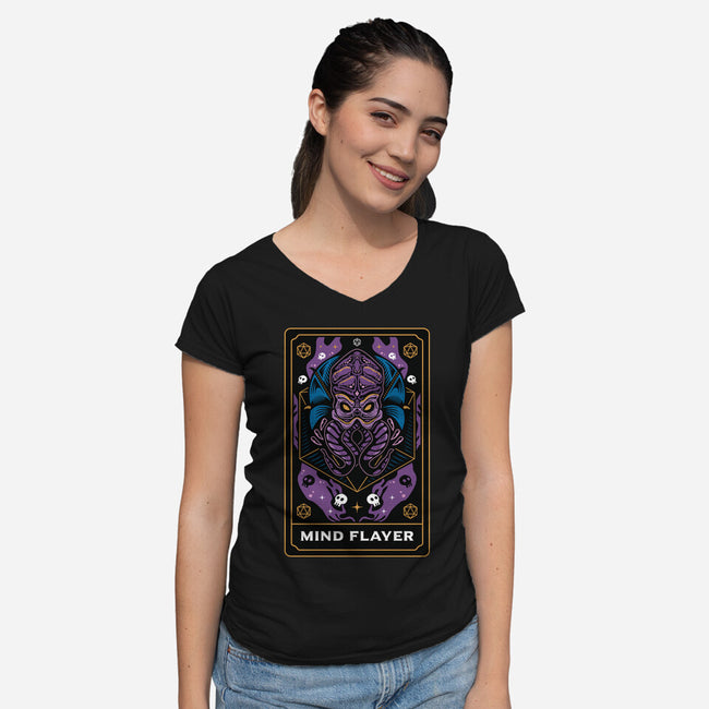 Mind Flayer Tarot Card-Womens-V-Neck-Tee-Logozaste