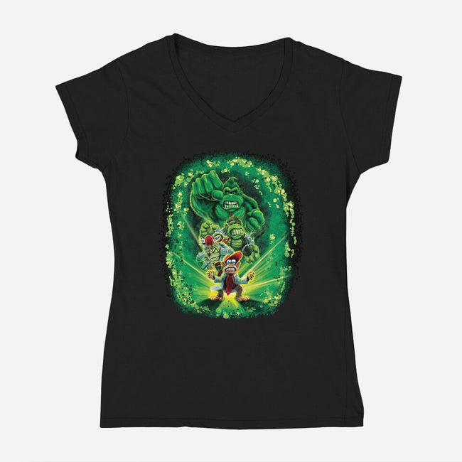 The Incredible Donk-Womens-V-Neck-Tee-Artist Davee Bee