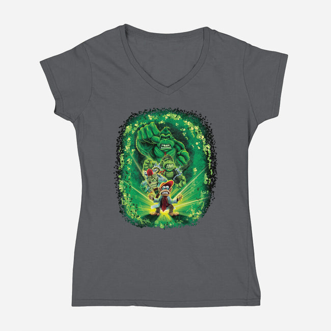 The Incredible Donk-Womens-V-Neck-Tee-Artist Davee Bee