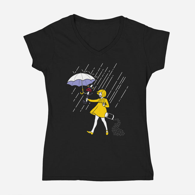 Salt Scared Girl-Womens-V-Neck-Tee-Raffiti