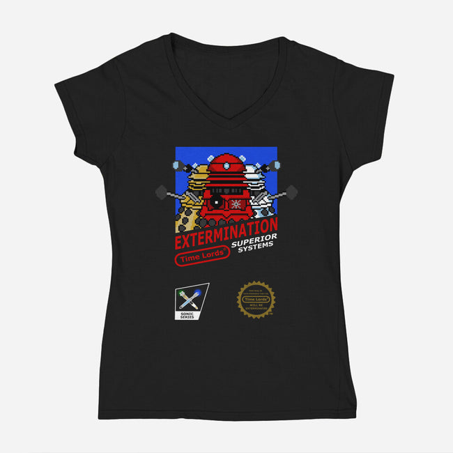 Extermination-Womens-V-Neck-Tee-Nerding Out Studio