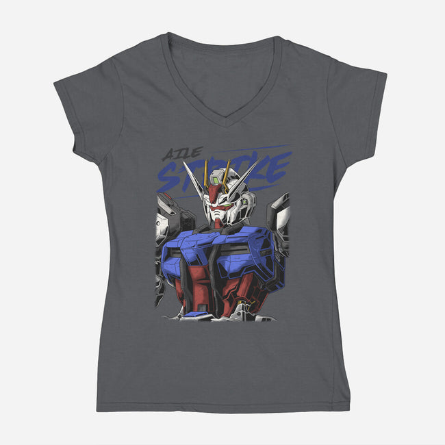 Gundam Strike-Womens-V-Neck-Tee-DancingHorse