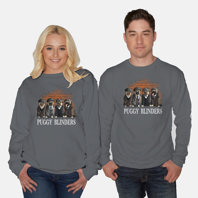 Puggy Blinders-Unisex-Crew Neck-Sweatshirt-fanfabio