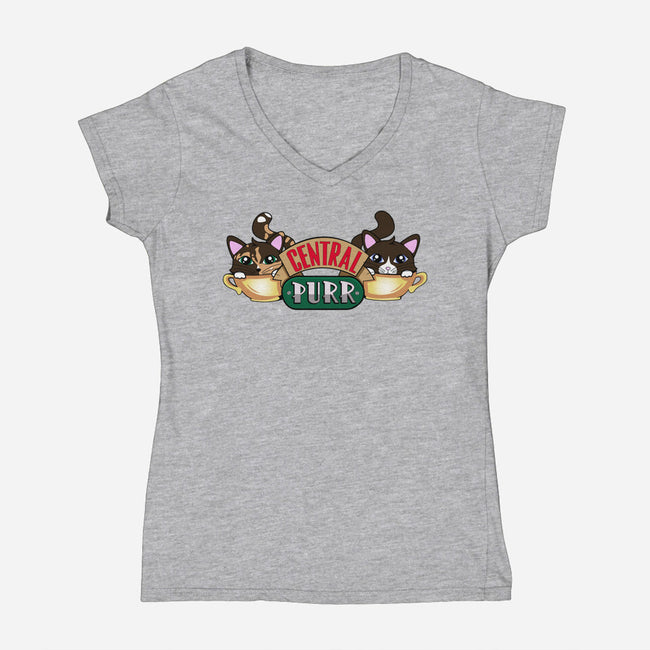 Central Purr-Womens-V-Neck-Tee-Nerding Out Studio