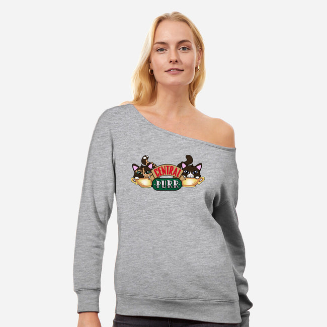 Central Purr-Womens-Off Shoulder-Sweatshirt-Nerding Out Studio