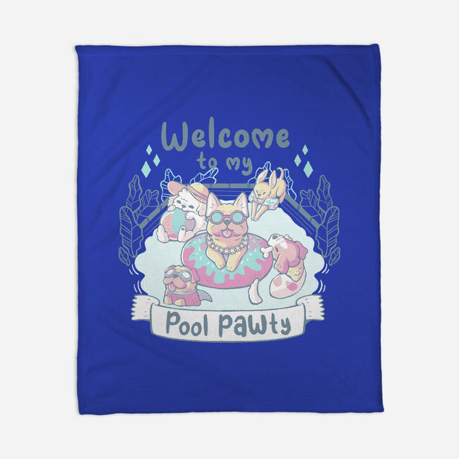 Pool Pawty Time-None-Fleece-Blanket-xMorfina