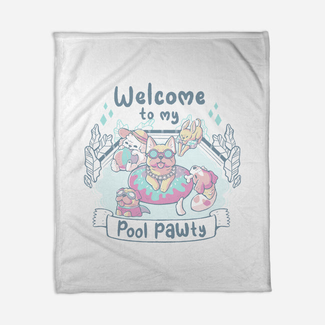 Pool Pawty Time-None-Fleece-Blanket-xMorfina