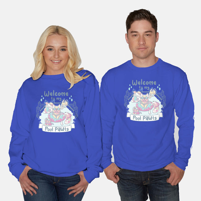 Pool Pawty Time-Unisex-Crew Neck-Sweatshirt-xMorfina