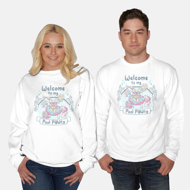 Pool Pawty Time-Unisex-Crew Neck-Sweatshirt-xMorfina