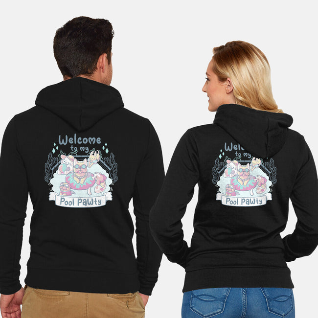 Pool Pawty Time-Unisex-Zip-Up-Sweatshirt-xMorfina