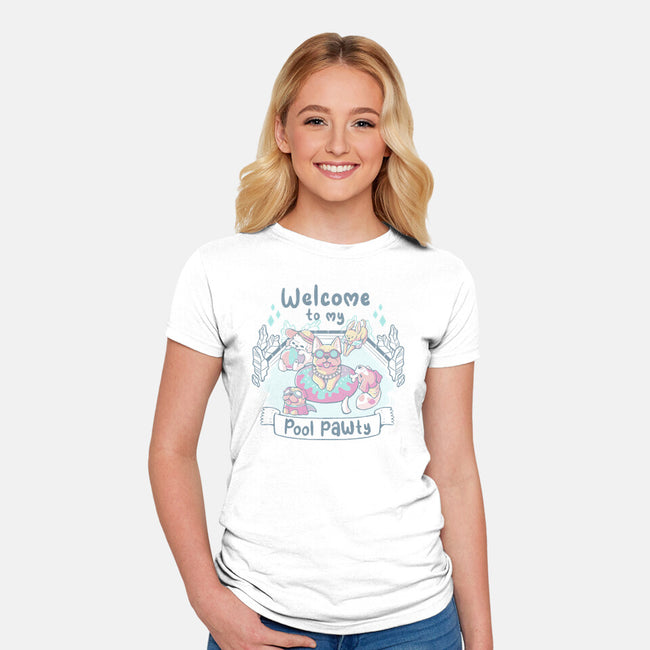 Pool Pawty Time-Womens-Fitted-Tee-xMorfina