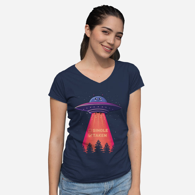 UFO Taken-Womens-V-Neck-Tee-danielmorris1993