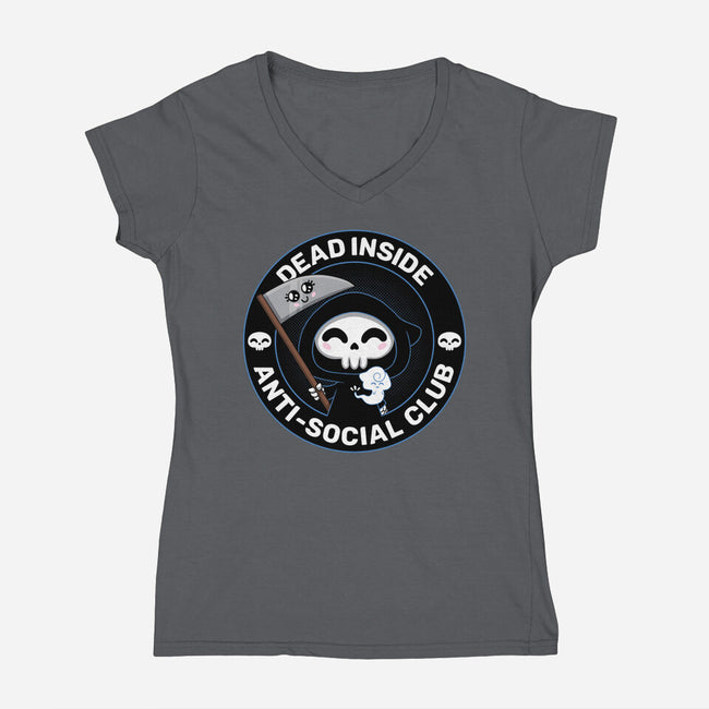 Dead Inside Anti-Social Club-Womens-V-Neck-Tee-danielmorris1993