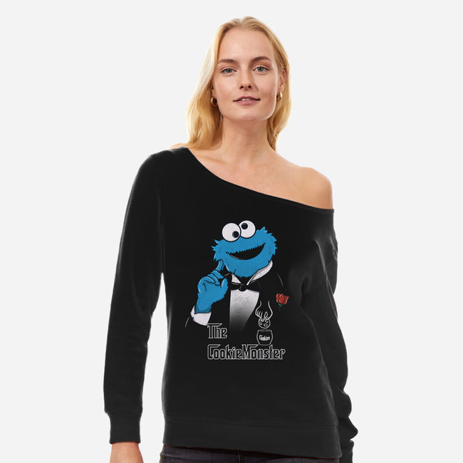 The CookieMonster-Womens-Off Shoulder-Sweatshirt-Claudia