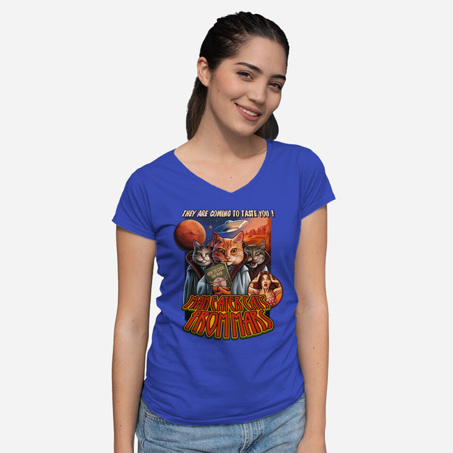 Cats From Mars-Womens-V-Neck-Tee-daobiwan