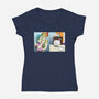 Girl Vs Cat-Womens-V-Neck-Tee-pigboom