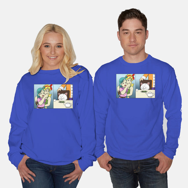 Girl Vs Cat-Unisex-Crew Neck-Sweatshirt-pigboom