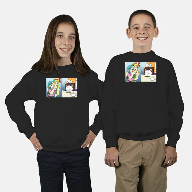 Girl Vs Cat-Youth-Crew Neck-Sweatshirt-pigboom