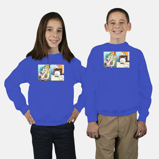 Girl Vs Cat-Youth-Crew Neck-Sweatshirt-pigboom