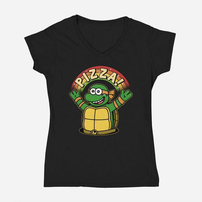 As Long As We Have Pizza-Womens-V-Neck-Tee-pigboom