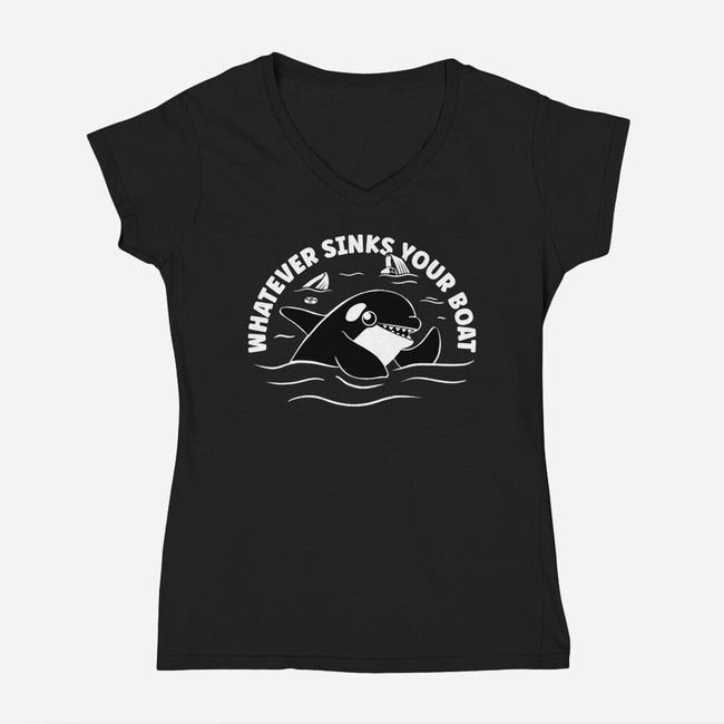 Whatever Sinks Your Boat-Womens-V-Neck-Tee-Aarons Art Room