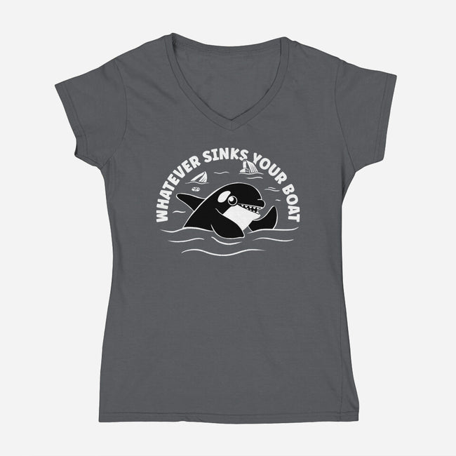 Whatever Sinks Your Boat-Womens-V-Neck-Tee-Aarons Art Room