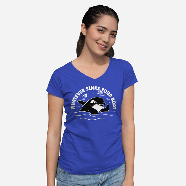 Whatever Sinks Your Boat-Womens-V-Neck-Tee-Aarons Art Room