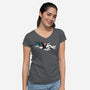 Keep On Crossin-Womens-V-Neck-Tee-Raffiti