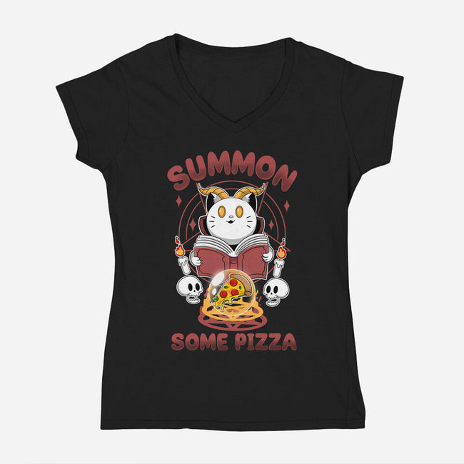 Summon Some Pizza-Womens-V-Neck-Tee-Tri haryadi