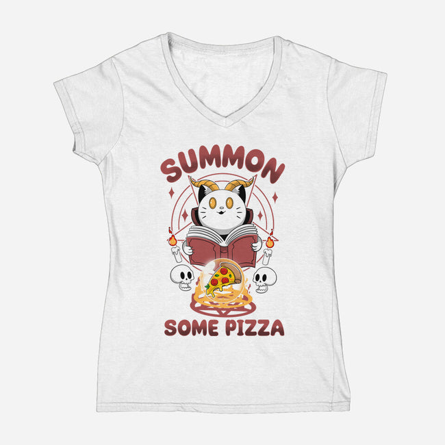 Summon Some Pizza-Womens-V-Neck-Tee-Tri haryadi