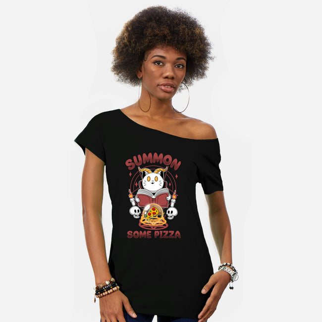 Summon Some Pizza-Womens-Off Shoulder-Tee-Tri haryadi