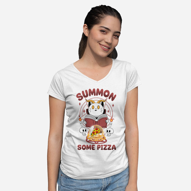 Summon Some Pizza-Womens-V-Neck-Tee-Tri haryadi