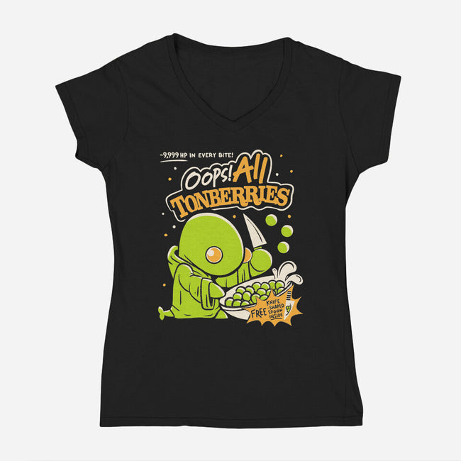 Oops! All Tonberries-Womens-V-Neck-Tee-Aarons Art Room