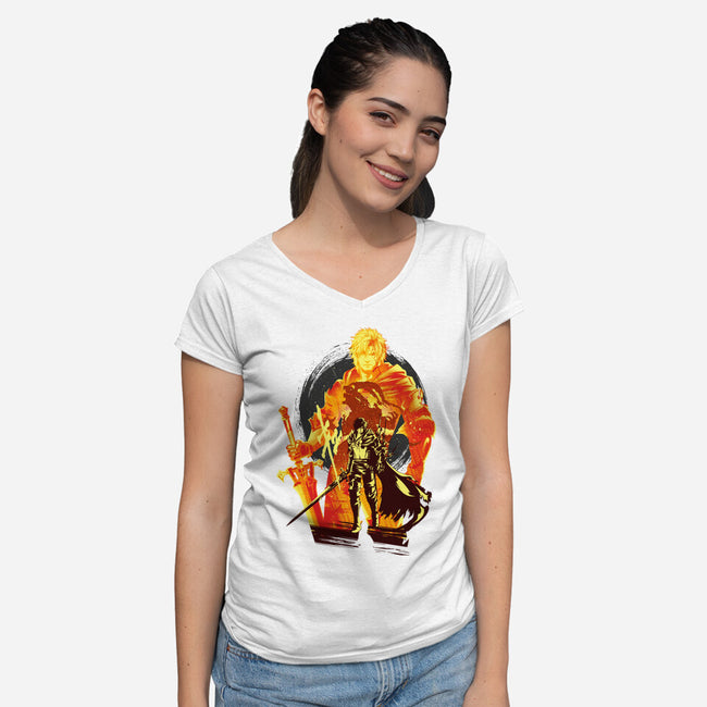 Shield Of Rosaria-Womens-V-Neck-Tee-hypertwenty