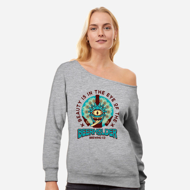 Beerholder-Womens-Off Shoulder-Sweatshirt-Logozaste