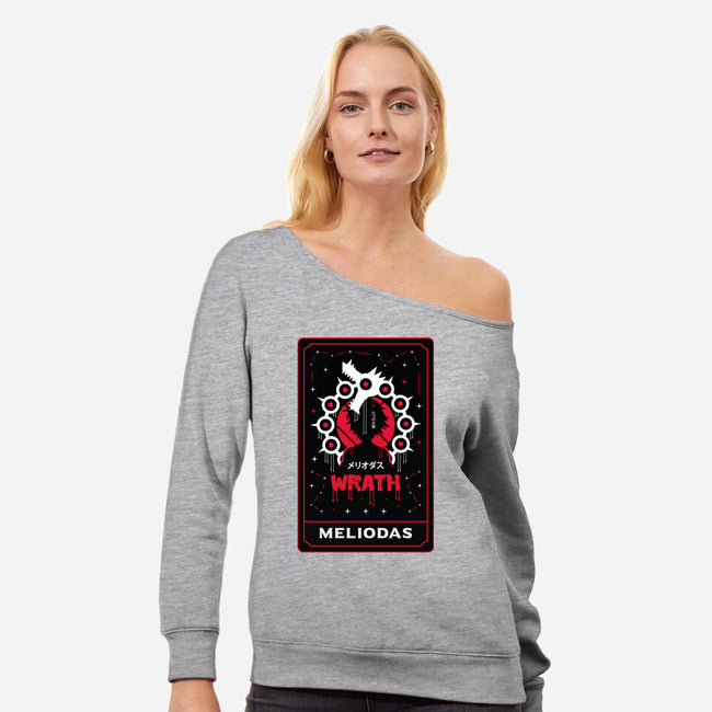 Wrath Dragon Sin Tarot-Womens-Off Shoulder-Sweatshirt-Logozaste