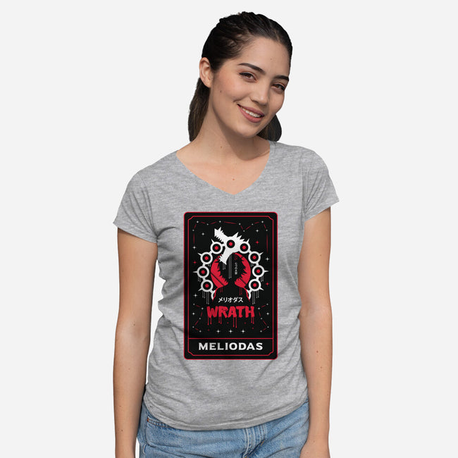 Wrath Dragon Sin Tarot-Womens-V-Neck-Tee-Logozaste